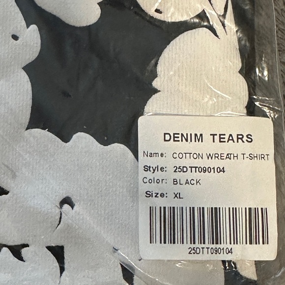 Denim Tears Black Cotton Wreath Floral T-Shirt XL • New With Tags - Picture 3 of 3